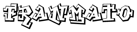 The image is a stylized representation of the letters Franmato designed to mimic the look of graffiti text. The letters are bold and have a three-dimensional appearance, with emphasis on angles and shadowing effects.
