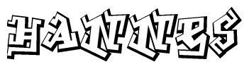 The clipart image depicts the word Hannes in a style reminiscent of graffiti. The letters are drawn in a bold, block-like script with sharp angles and a three-dimensional appearance.