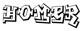 The clipart image features a stylized text in a graffiti font that reads Homer.