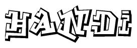 The clipart image features a stylized text in a graffiti font that reads Handi.