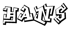 The clipart image depicts the word Hans in a style reminiscent of graffiti. The letters are drawn in a bold, block-like script with sharp angles and a three-dimensional appearance.