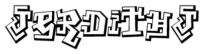 The clipart image features a stylized text in a graffiti font that reads Jerdithj.