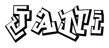 The image is a stylized representation of the letters Jani designed to mimic the look of graffiti text. The letters are bold and have a three-dimensional appearance, with emphasis on angles and shadowing effects.