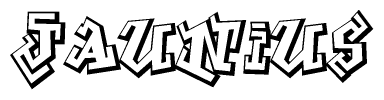 The clipart image features a stylized text in a graffiti font that reads Jaunius.