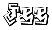 The clipart image depicts the word Jee in a style reminiscent of graffiti. The letters are drawn in a bold, block-like script with sharp angles and a three-dimensional appearance.