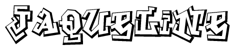 The clipart image depicts the word Jaqueline in a style reminiscent of graffiti. The letters are drawn in a bold, block-like script with sharp angles and a three-dimensional appearance.