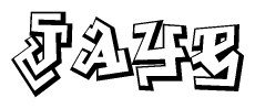 The clipart image depicts the word Jaye in a style reminiscent of graffiti. The letters are drawn in a bold, block-like script with sharp angles and a three-dimensional appearance.