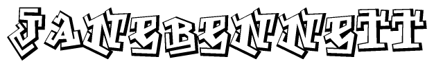 The clipart image depicts the word Janebennett in a style reminiscent of graffiti. The letters are drawn in a bold, block-like script with sharp angles and a three-dimensional appearance.