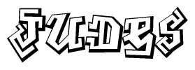 The clipart image features a stylized text in a graffiti font that reads Judes.