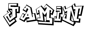 The clipart image features a stylized text in a graffiti font that reads Jamin.