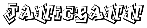 The clipart image depicts the word Janiceann in a style reminiscent of graffiti. The letters are drawn in a bold, block-like script with sharp angles and a three-dimensional appearance.