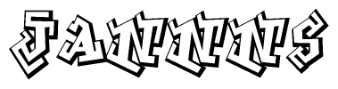 The image is a stylized representation of the letters Jannns designed to mimic the look of graffiti text. The letters are bold and have a three-dimensional appearance, with emphasis on angles and shadowing effects.