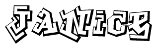 The image is a stylized representation of the letters Janice designed to mimic the look of graffiti text. The letters are bold and have a three-dimensional appearance, with emphasis on angles and shadowing effects.