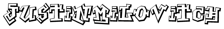 The clipart image features a stylized text in a graffiti font that reads Justinmilovitch.