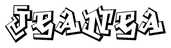 The clipart image depicts the word Jeanea in a style reminiscent of graffiti. The letters are drawn in a bold, block-like script with sharp angles and a three-dimensional appearance.