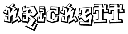 The image is a stylized representation of the letters Krickett designed to mimic the look of graffiti text. The letters are bold and have a three-dimensional appearance, with emphasis on angles and shadowing effects.
