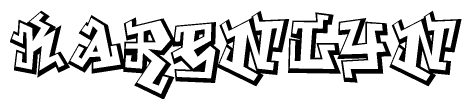 The image is a stylized representation of the letters Karenlyn designed to mimic the look of graffiti text. The letters are bold and have a three-dimensional appearance, with emphasis on angles and shadowing effects.
