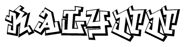 The clipart image depicts the word Kalynn in a style reminiscent of graffiti. The letters are drawn in a bold, block-like script with sharp angles and a three-dimensional appearance.
