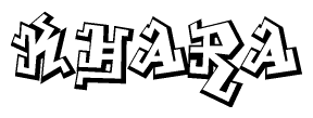 The clipart image depicts the word Khara in a style reminiscent of graffiti. The letters are drawn in a bold, block-like script with sharp angles and a three-dimensional appearance.