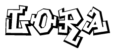 The clipart image features a stylized text in a graffiti font that reads Lora.