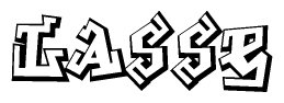 The clipart image depicts the word Lasse in a style reminiscent of graffiti. The letters are drawn in a bold, block-like script with sharp angles and a three-dimensional appearance.