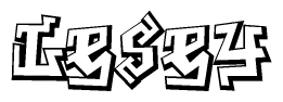 The clipart image depicts the word Lesey in a style reminiscent of graffiti. The letters are drawn in a bold, block-like script with sharp angles and a three-dimensional appearance.