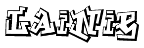 The clipart image depicts the word Lainie in a style reminiscent of graffiti. The letters are drawn in a bold, block-like script with sharp angles and a three-dimensional appearance.