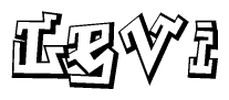 The clipart image depicts the word Levi in a style reminiscent of graffiti. The letters are drawn in a bold, block-like script with sharp angles and a three-dimensional appearance.