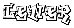 The clipart image depicts the word Lener in a style reminiscent of graffiti. The letters are drawn in a bold, block-like script with sharp angles and a three-dimensional appearance.