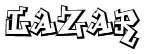 The clipart image depicts the word Lazar in a style reminiscent of graffiti. The letters are drawn in a bold, block-like script with sharp angles and a three-dimensional appearance.