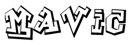 The clipart image depicts the word Mavic in a style reminiscent of graffiti. The letters are drawn in a bold, block-like script with sharp angles and a three-dimensional appearance.