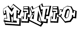The clipart image features a stylized text in a graffiti font that reads Minio.