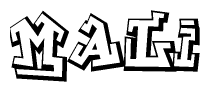 The clipart image features a stylized text in a graffiti font that reads Mali.