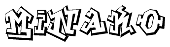The clipart image features a stylized text in a graffiti font that reads Minako.