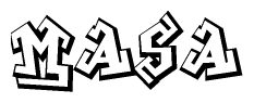 The image is a stylized representation of the letters Masa designed to mimic the look of graffiti text. The letters are bold and have a three-dimensional appearance, with emphasis on angles and shadowing effects.