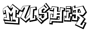 The clipart image features a stylized text in a graffiti font that reads Mushir.