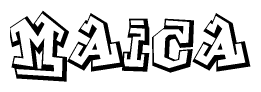 The clipart image features a stylized text in a graffiti font that reads Maica.