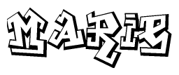 The clipart image depicts the word Marie in a style reminiscent of graffiti. The letters are drawn in a bold, block-like script with sharp angles and a three-dimensional appearance.