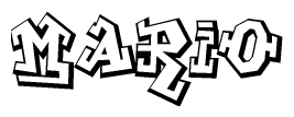 The clipart image depicts the word Mario in a style reminiscent of graffiti. The letters are drawn in a bold, block-like script with sharp angles and a three-dimensional appearance.