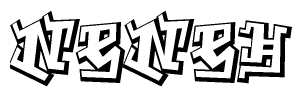 The clipart image depicts the word Neneh in a style reminiscent of graffiti. The letters are drawn in a bold, block-like script with sharp angles and a three-dimensional appearance.