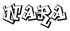 The clipart image depicts the word Nara in a style reminiscent of graffiti. The letters are drawn in a bold, block-like script with sharp angles and a three-dimensional appearance.