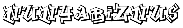 The clipart image features a stylized text in a graffiti font that reads Nunyabiznus.