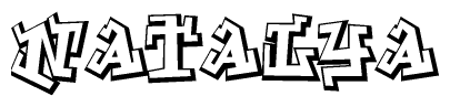 The clipart image depicts the word Natalya in a style reminiscent of graffiti. The letters are drawn in a bold, block-like script with sharp angles and a three-dimensional appearance.