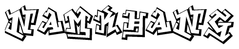 The clipart image depicts the word Namkhang in a style reminiscent of graffiti. The letters are drawn in a bold, block-like script with sharp angles and a three-dimensional appearance.