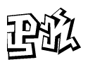 The clipart image features a stylized text in a graffiti font that reads Pk.