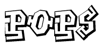 The clipart image features a stylized text in a graffiti font that reads Pops.