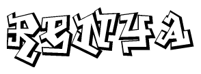 The clipart image depicts the word Renya in a style reminiscent of graffiti. The letters are drawn in a bold, block-like script with sharp angles and a three-dimensional appearance.