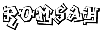 The clipart image features a stylized text in a graffiti font that reads Romsah.