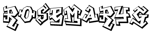 The clipart image depicts the word Rosemaryg in a style reminiscent of graffiti. The letters are drawn in a bold, block-like script with sharp angles and a three-dimensional appearance.