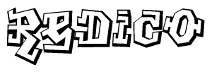 The clipart image features a stylized text in a graffiti font that reads Redico.